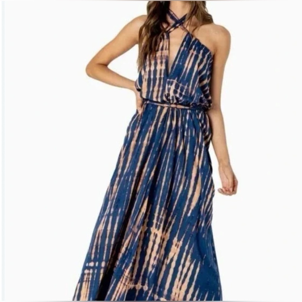 LE SALTY LABEL - Elegant Blue Tie-Dye Maxi Dress Size S/M - Picture 7 of 9